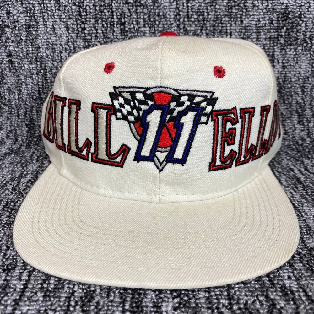 VTG 90s NASCAR Racing Hat Bill Elliott 11 YoungAn Snapback Cap White Wool Blend